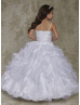 Beaded Organza Ruffle Sparkly Flower Girl Dress With Cape